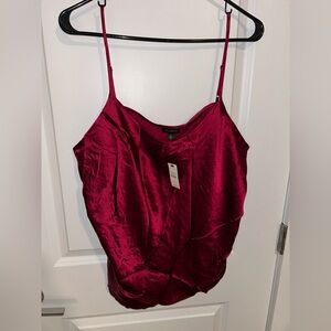 NWT Talbots Women's Red Satin 100% Silk Cami Tank Top XL